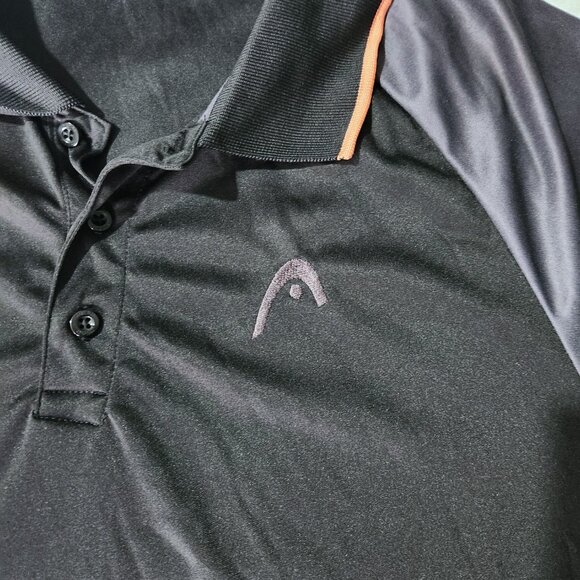 Head Golf Polo Shirt Men's Size XL Black with Striped Sleeves 3 Button Collared - Picture 6 of 12